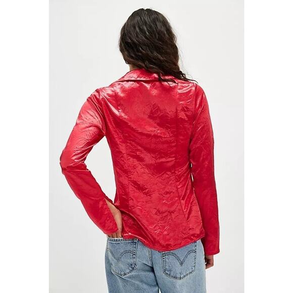 Free People Star Eyes Crinkle Satin Top XS NWOT - Picture 2 of 2